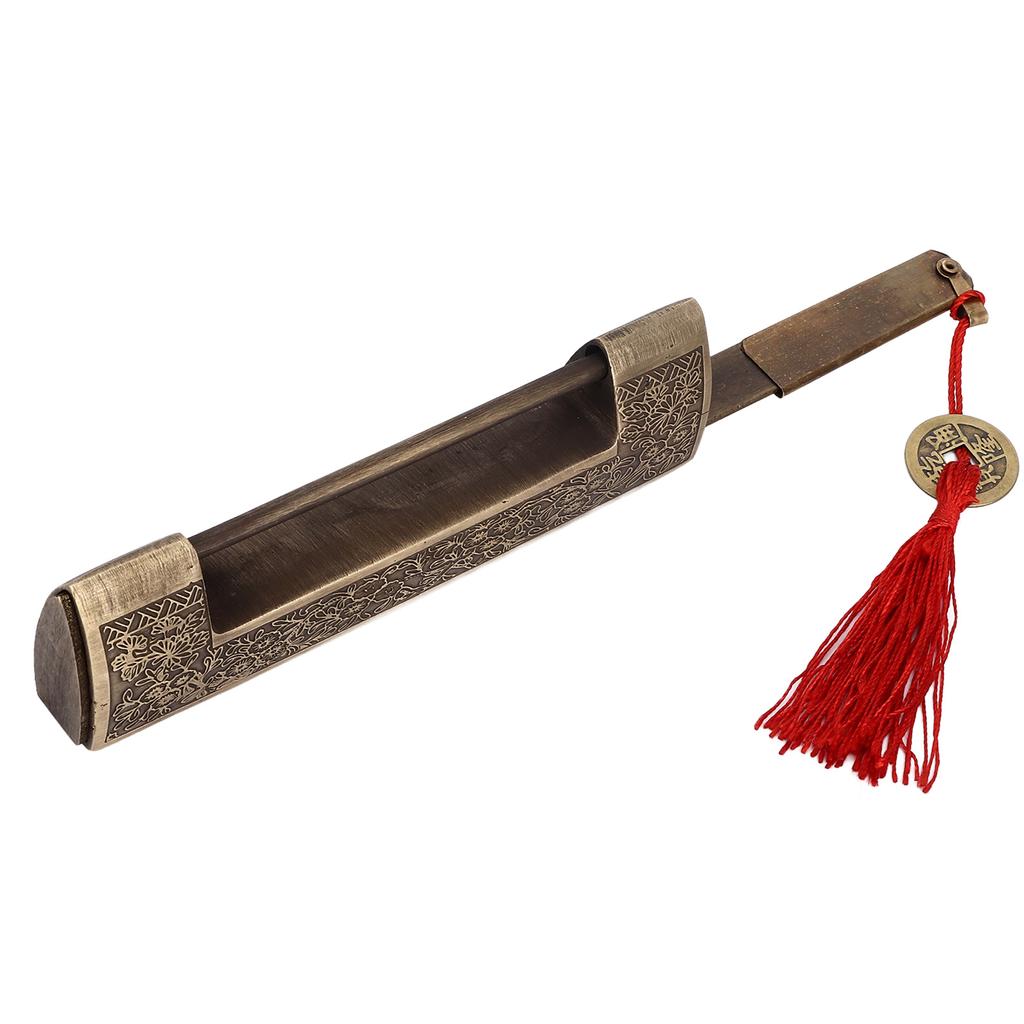 Chinese Antique Lock Retro Spacing 9cm/3.5in Classic Pattern Brass Horizontal Padlock Lock for Gift