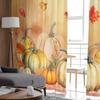Thanksgiving Plants Pumpkin Ginkgo Leaf Watercolor Sheer Curtains for Kids Living Room Voile Window Curtains Tulle Drapes