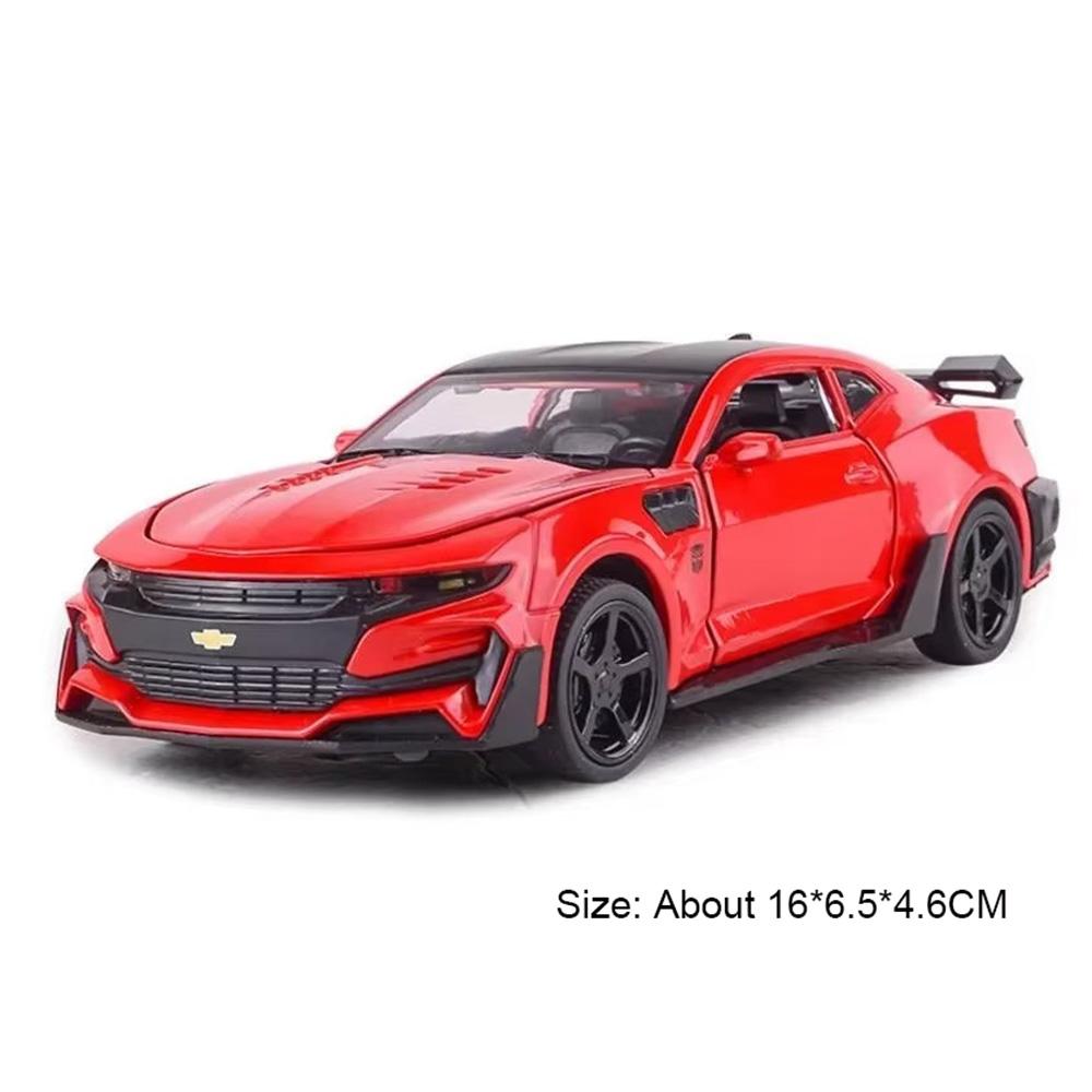 Scale 1:32 C2 Camaro Car Model Toy Metal Body Rubber Tires Sound Light Pull Back Simulation Models Toys for Kids' Edutainment