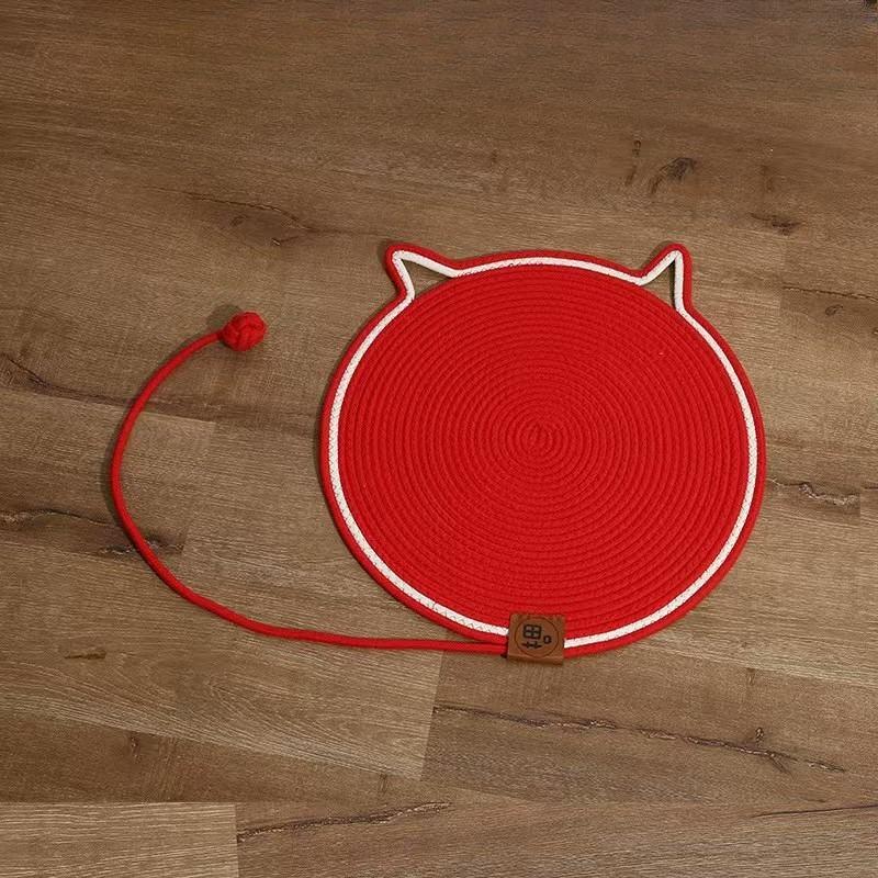 Cat Ear Round Cotton Rope Cat Scratcher Mat Pet Sleeping Rug Anti Scratch Sofa Protector Kitten Claw Grinding Accessory