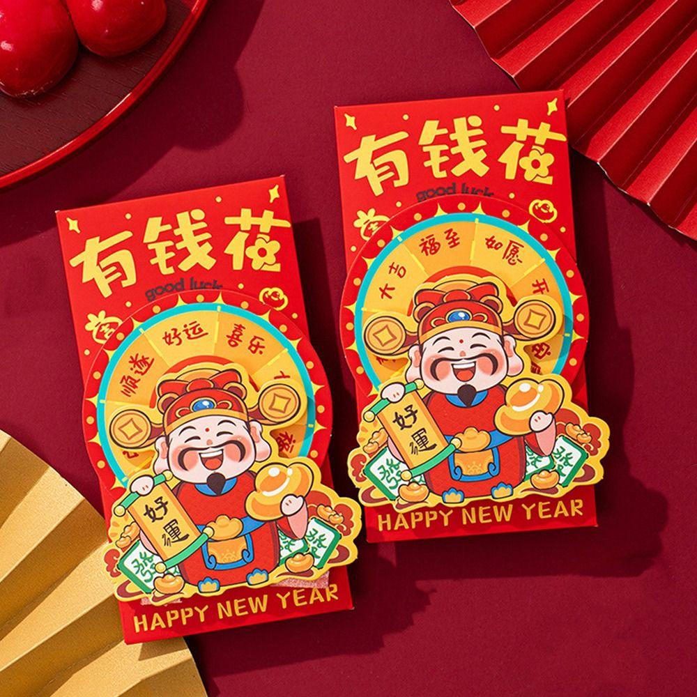 2pcs Cartoon 2026 Horse Year Red Envelope Rotating Blessing 3D Lucky Red Pockets Paper Chinese Style Money Packet Lunar New Year