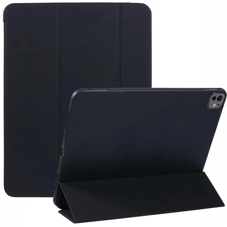 For iPad Pro 13 (2024) Case PU Leather Tri-Fold Stand Tablet Cover Auto Wake Sleep