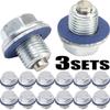 M12*1.25 Car Engine Oil Pan Drain Plug Bolt Silver with Washer Magnetic Oil Drain Screws Seal Ring for Toyota/Toyoda Gaskets