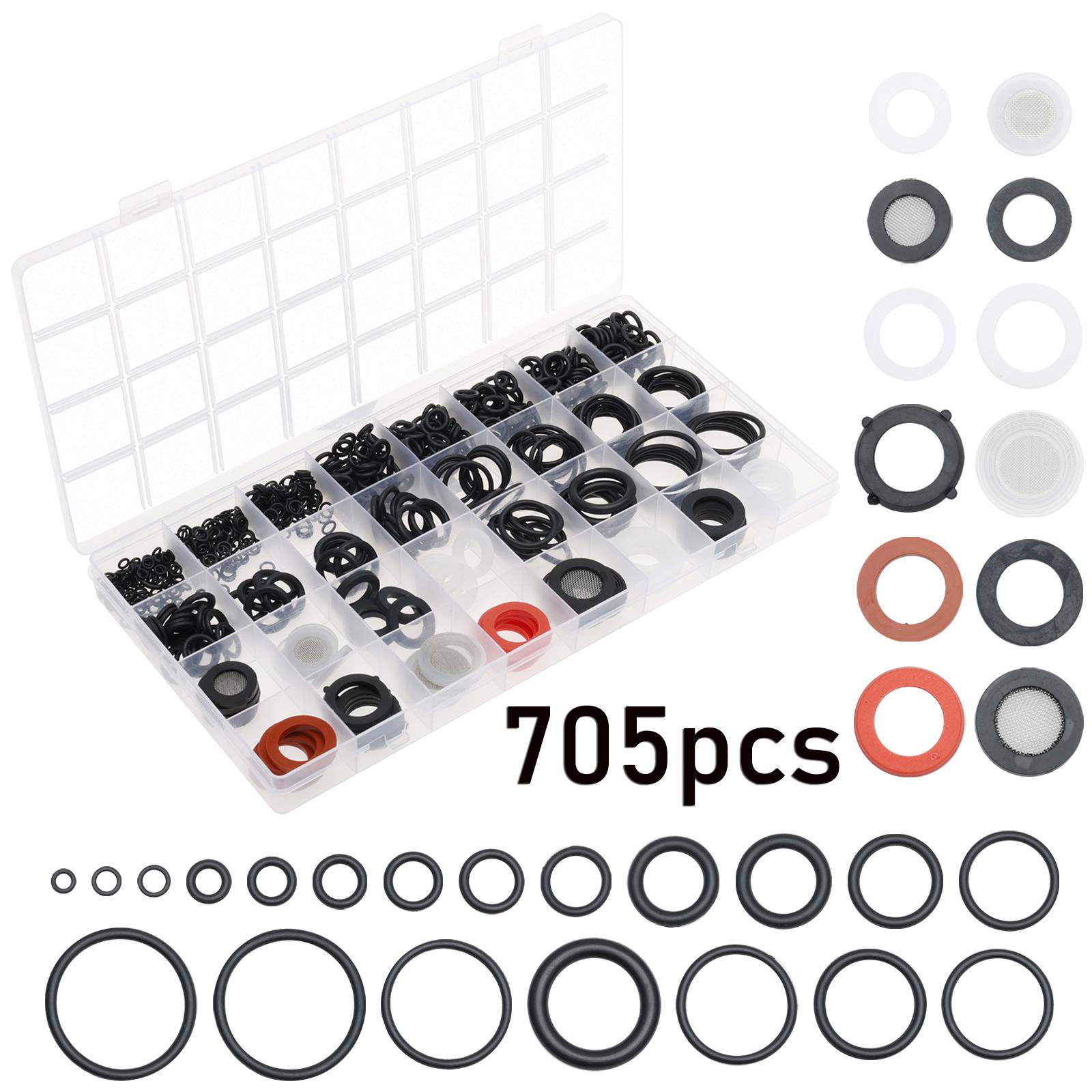 

705 Pcs 31Size Water Hose Seal and O-Ring Assortment Kit Plumbing Faucet Repair Kit for Sanitary Tap Hose Shower Head Pressure W