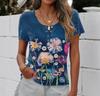3D Digital Printed Plant Flower Series Summer T-shirt Short Sleeved Round Neck Top