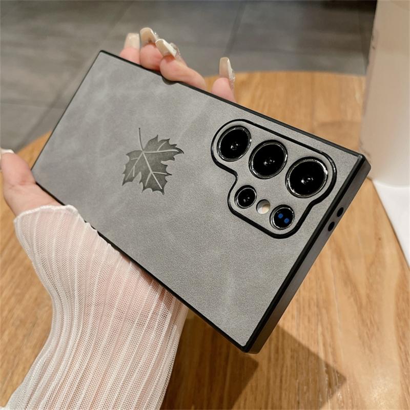 PU Leather Embossing Maple Leaves Case For Samsung S25 S24 S23 S22 S21 Plus Note 20 Ultra A56 A36 A26 A16 A55 A54 A15 A34 Cover
