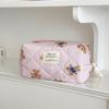 Cross-border Blue Striped Bear Cosmetic Bag Cartoon Girl Heart Going Out Portable Large Capacity Quilted Wash Storage Bag