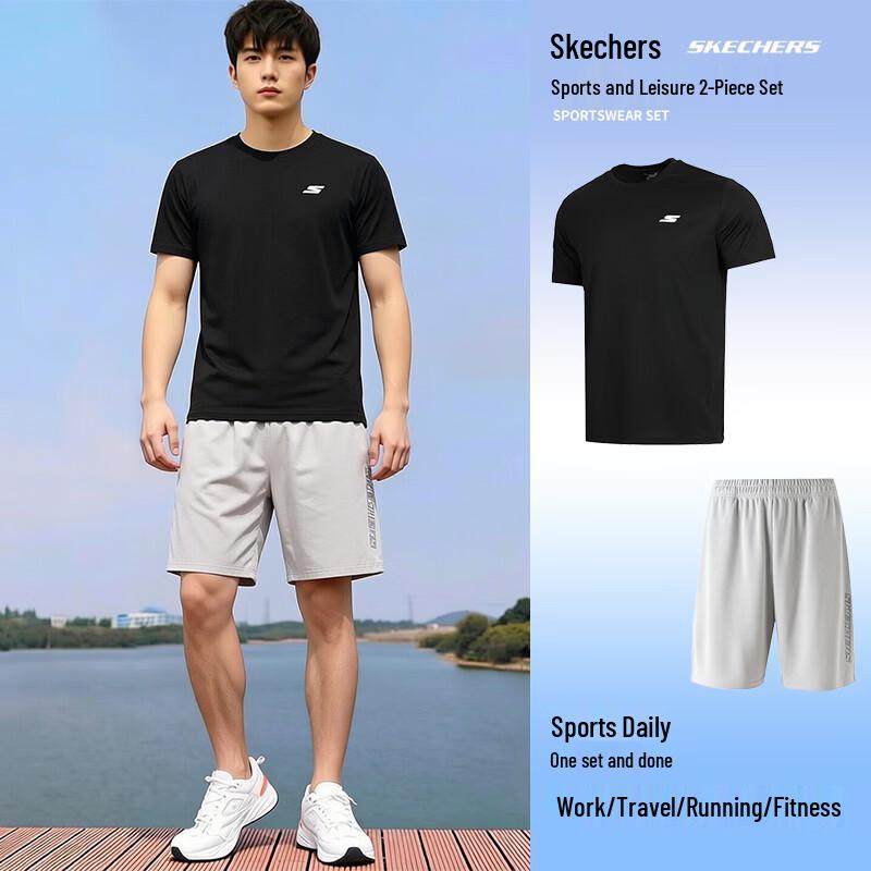Skechers Men s Short Sleeve & Shorts Sport Set M