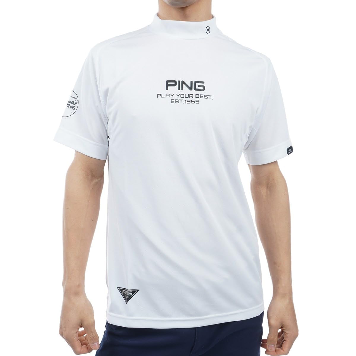 

shirt Golf L [Pin Apparel] Men s short-sleeved high-neck (antibacterial, anti-odor, anti-static) / / 621-4167317 030_White