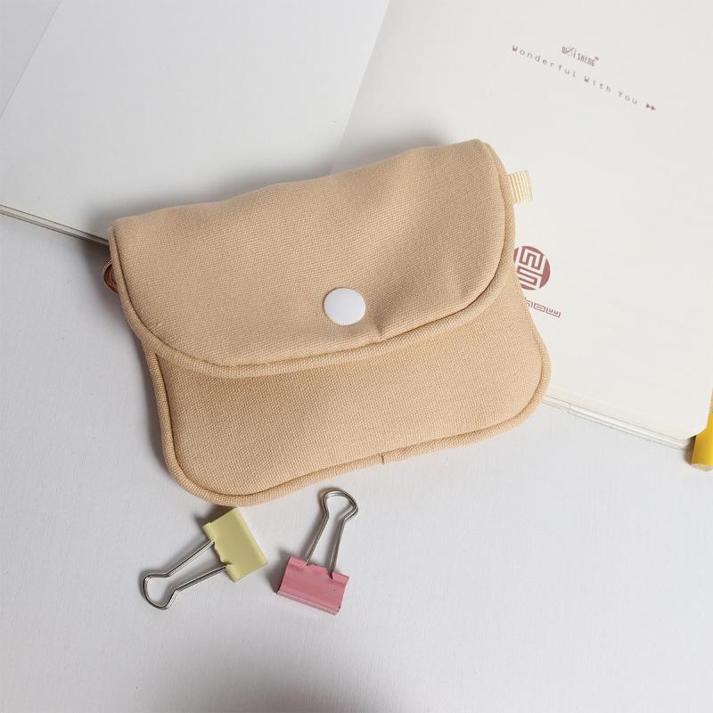Portable Mini Cash Wallet Solid Color Cotton Cosmetic Bag Soft Lightweight Earphone Bag Women