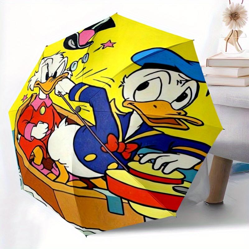 Donald Duck & Scrooge McDuck Adventure Automatic Open/CloseUmbrella-CuteUmbrella with Cute Design, Portable 3-Fold Compact Umbrella for Men