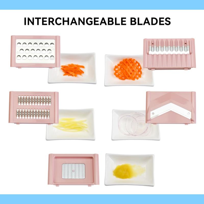 5-in-1 Multifunctional Vegetable Chopper with Safety Guard, Stainless Steel Blades2026