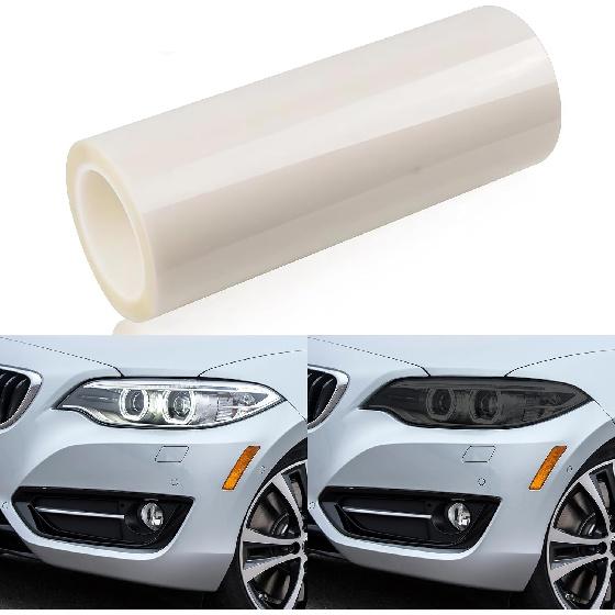 LZLRUN Car TPU Headlight Taillight Film Intelligent Light Control Repair Scratches Photochromic Modification Film (Transparent Turn to Light Black, 12  x 4ft