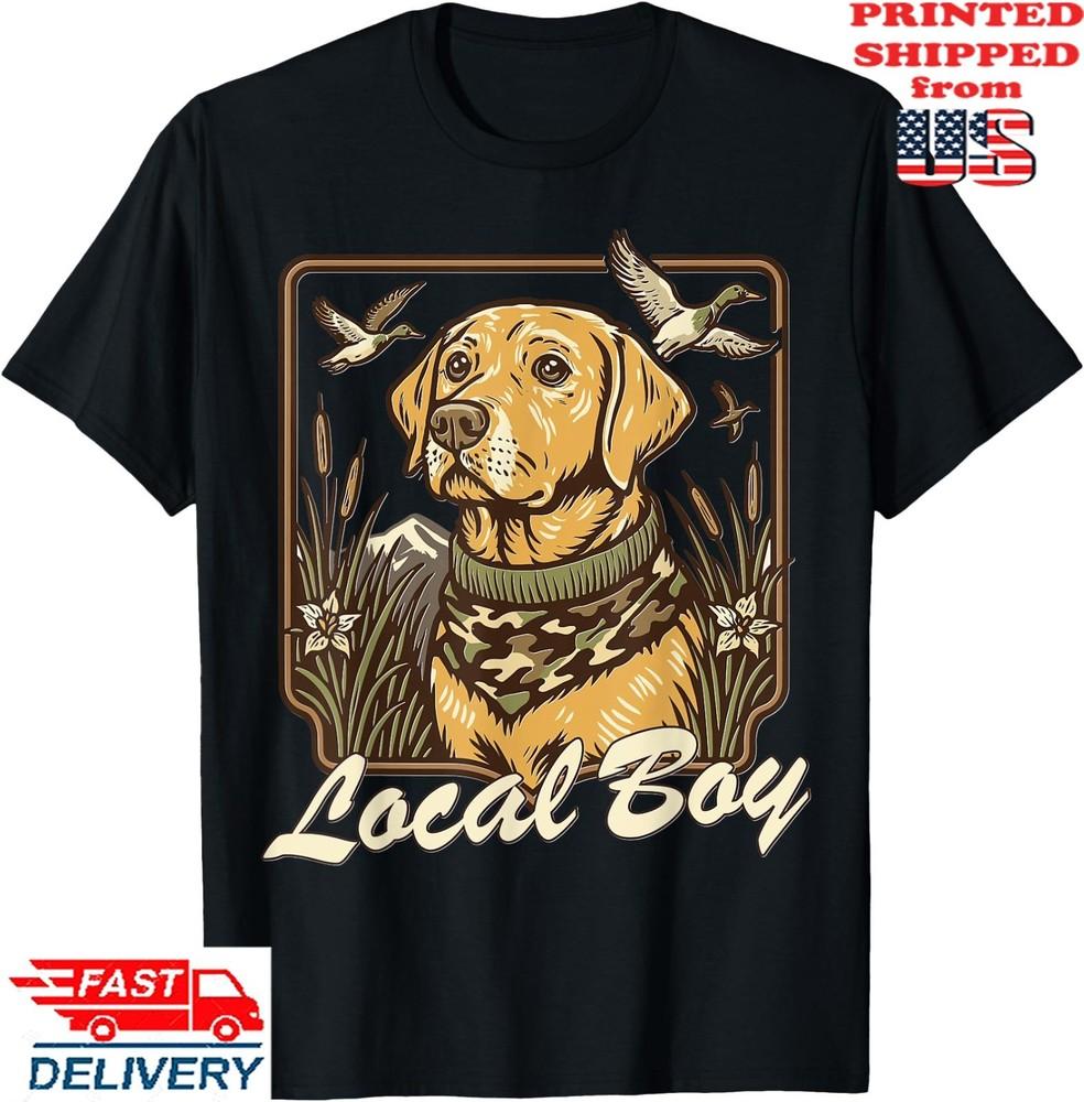 Local Boy Yellow Lab Hunting Dog Marsh Scene Sunset  T-Shirt, Unisex Tee Unisex T-Shirt XL