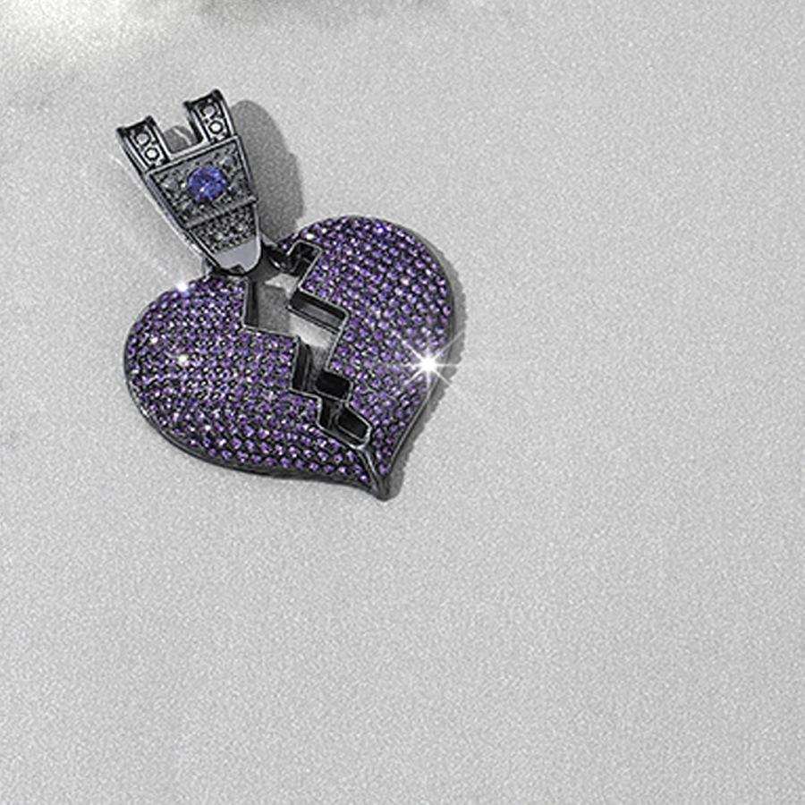 Street Hip-hop Style, Broken Personality, Cracked Heart Pendant, Hanging Chain, HIPHOP15mm Watch Buckle, Cuban Necklace