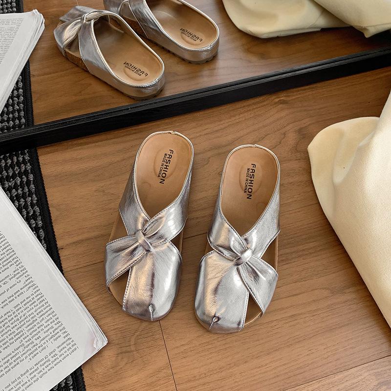 Large Size Women's Shoes 41-43 French Small Fragrant Wind Hollow Bag Head Half Slippers Women's Summer Wear with Skirt Soft-soled Sandals