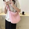 Wrinkled Design Embroidered Plaid Shoulder Bag Underarm Bag Simple Large Capacity Quilted Tote Bag for Women