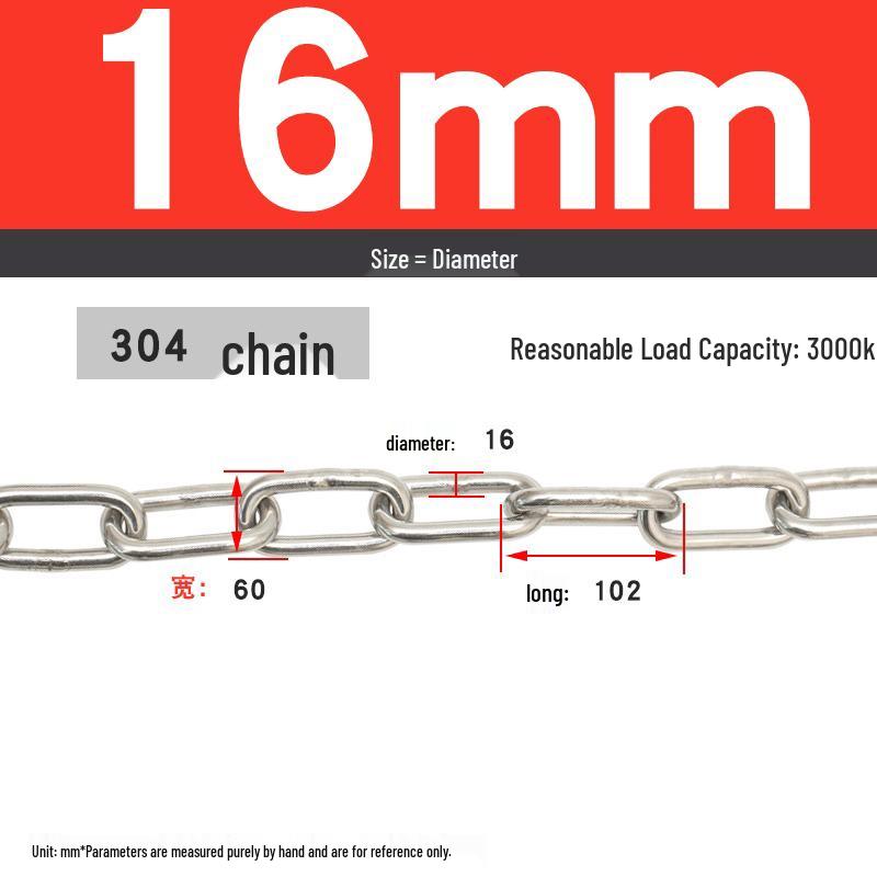 304 Stainless Steel Dog Chain - Available in Thicknesses: 1.2mm to 12mm