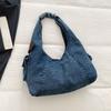 Washed Denim Slouchy Hobo Bag with Multi Pocket Design and Ruched Strap Casual Shoulder Purse for Women Daily Travel