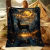 Deer Magical Forest Night Sky Print Adult Children Warm Blankets Home Travel Car Soft and Comfortable Suitable for All Seasons