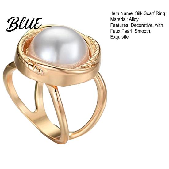Retro Braided Scarf Holder Alloy Silk Ring with Faux Pearls Clip Rings for Women Round Buckle Clip Elegant Dresses And Shirts Fashionable