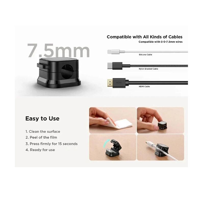 Magnetic Cable Clip Cable Holder Adhesive Wire Keeper Cord Cable Organizer for Home Office Under Desk Management