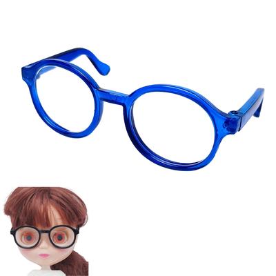 DOYOUCOTO Glasses Plush Doll, Chibi Plush, Oshikatsu, Round Glasses, Mini Doll Parts, Small Plush Toy, Pet Figure, Handmade Material (Clear Navy