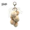 Fruit Bag Charm Plush Grape Keychain for Handbags, Fuzzy Cluster with Bow, Decorative Fluffy Ball Keyring Backpacks and Purses Accessory