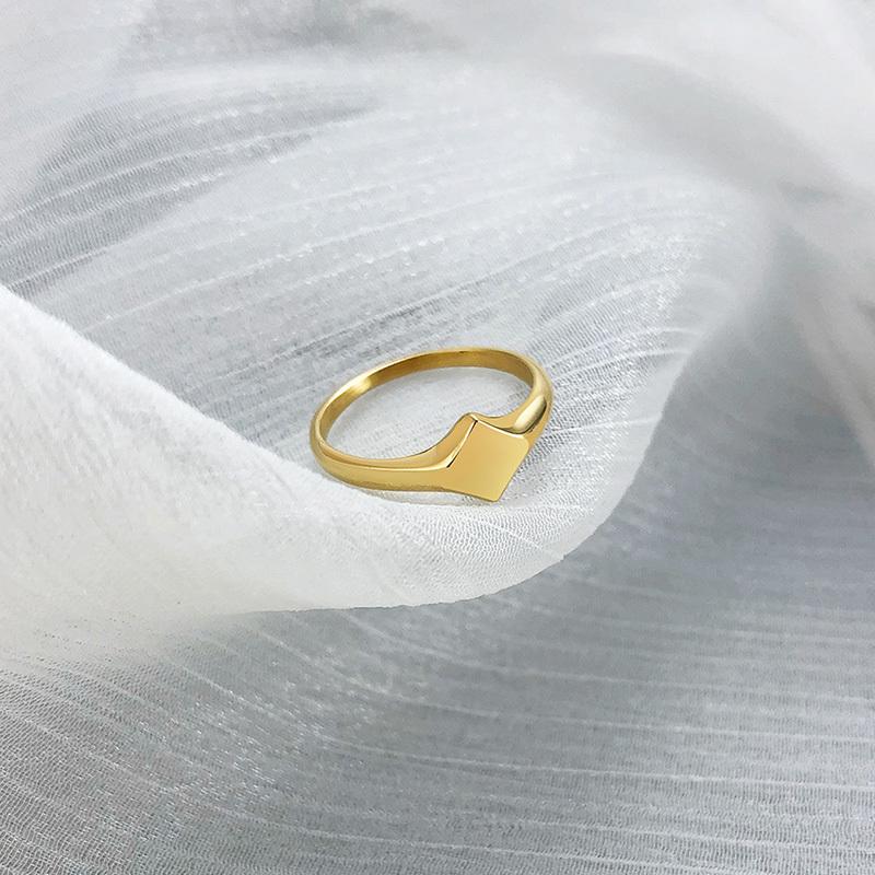 Xiaomi Vnox Custom Engrave Signet Rings for Women, Chic Geometric Female Finger Bands Accessory, Anti Allergy Stainless Steel Jewelry