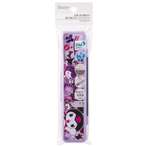 Skater Chopstick Spoon Combination Set 18cm Antibacterial Treated Lunch Box for Adults Comes with Silicone Cushion and Doesn't Make a Sound Made In Ja
