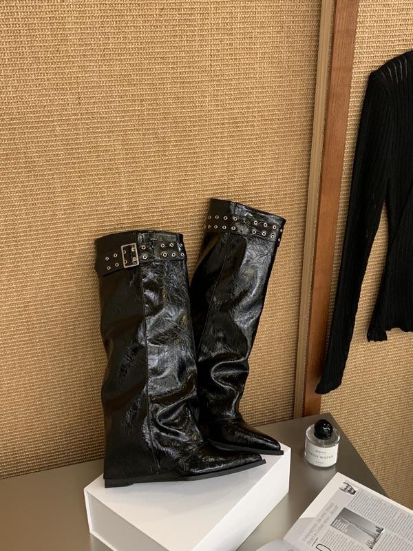Small man taller pointed trouser boots women's autumn and winter new Spice Girl high-heeled boots tall knight