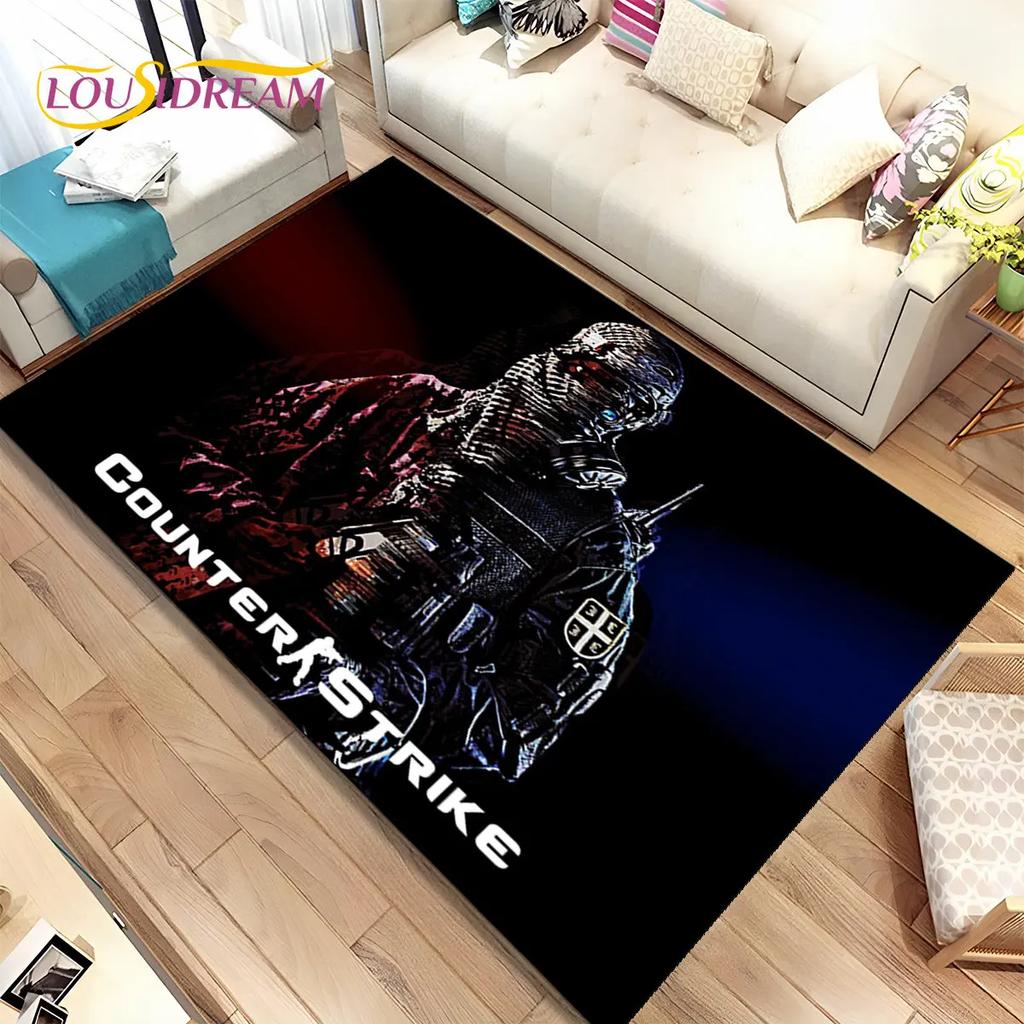 CS GO,Game Gamer,Counter Strike Area Rug,Carpet Rug for Home Living Room Children Bedroom Sofa Doormat Decor,Non-slip Floor Mat