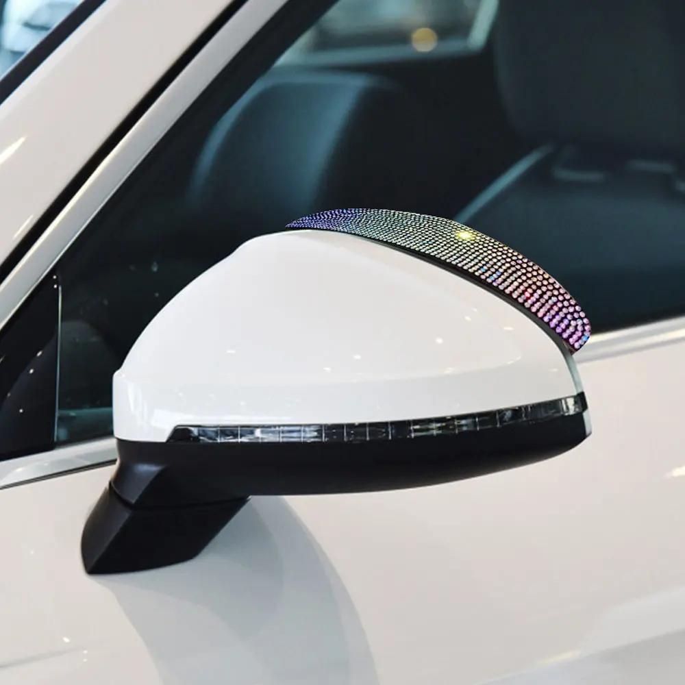 2Pcs Car Side Rear View Mirror Rain Eyebrow Visor Bling Sun Shade Snow Guard Weather Shield Cover Universal Auto Accessories
