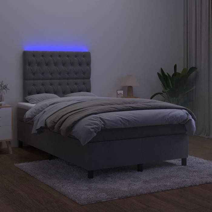 Maison Exclusive - Lattenrost-Bettgestell mit LED-Matratze Dunkelgrau 120x190 cm