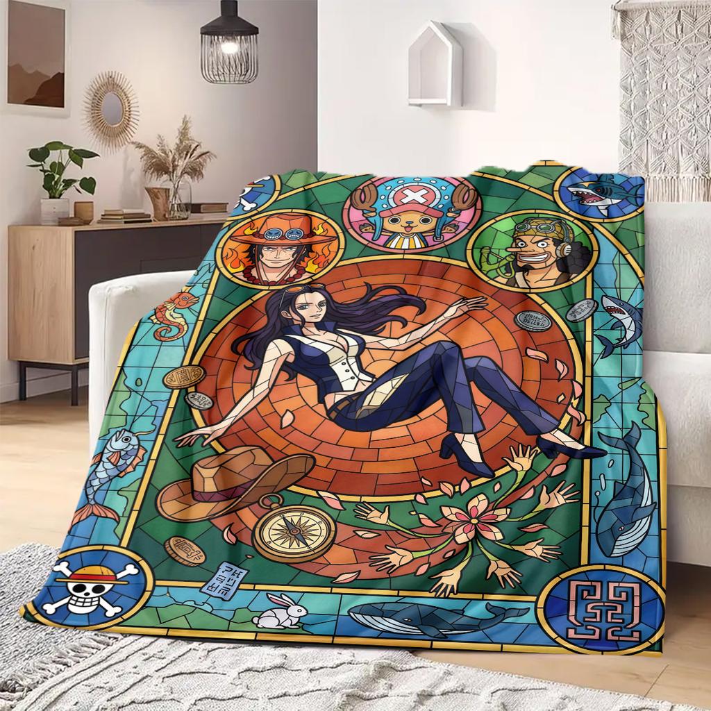 OnePiece Anime Print Blanket Warm Comfortable Flannel Blanket Suitable for Bedrooms, Sofas, Beds, Chairs, Picnics, Travel