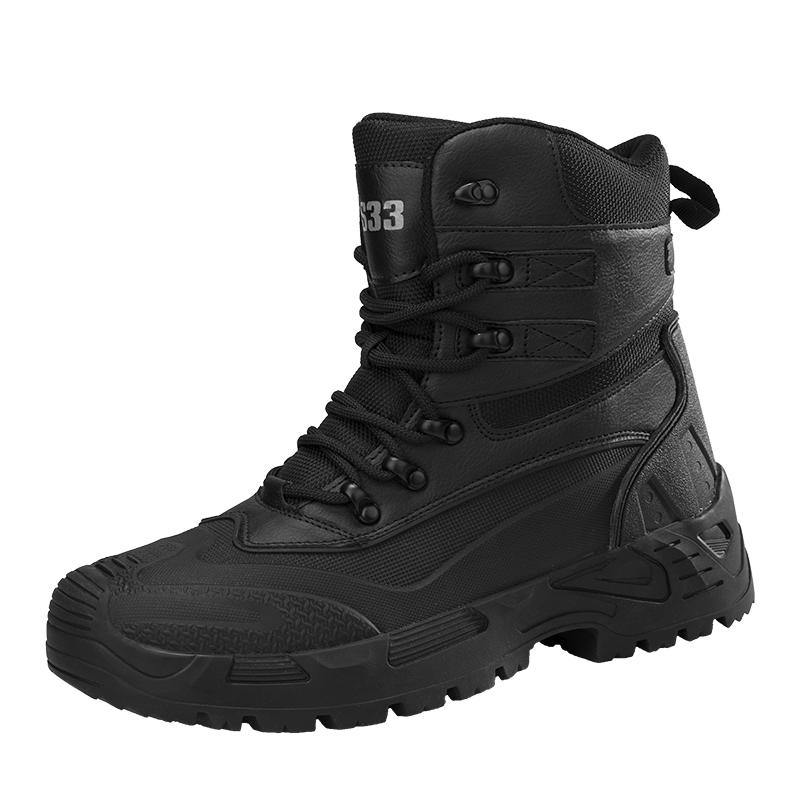 

Модные мужские тактические ботинки средней посадки, походная обувь для мужчин, противоскользящие ботинки Desert Combat, мужские походные ботинки больших размеров 43 чёрный