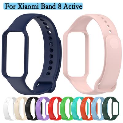 2'si 1 Arada Xiaomi Band 8 Active için Kordon Yüksek Kaliteli Dayanıklı ve Yumuşak Silikon Kayış Çerçeve Koruyucu Kılıf ile
