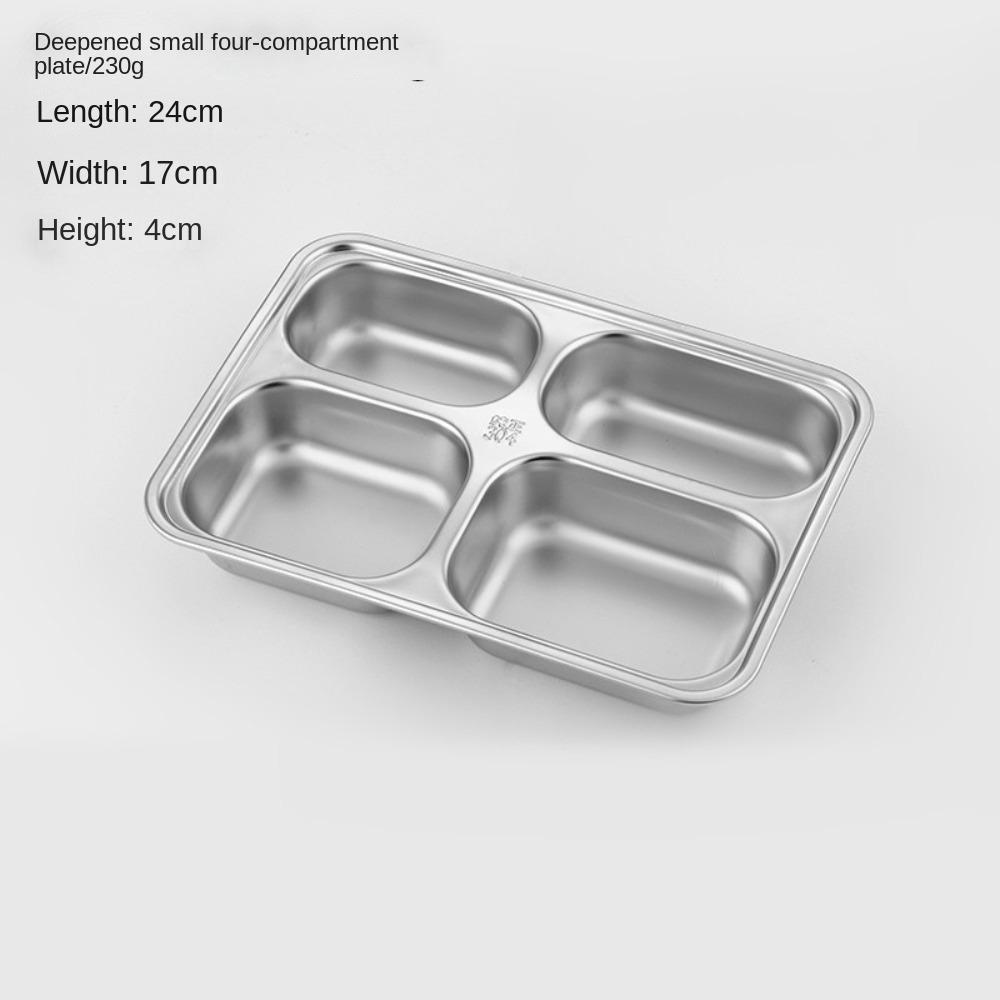 Divided Stainless Steel Dinner Plate Thickened Breakfast Plate Lunch Container Tray Canteen