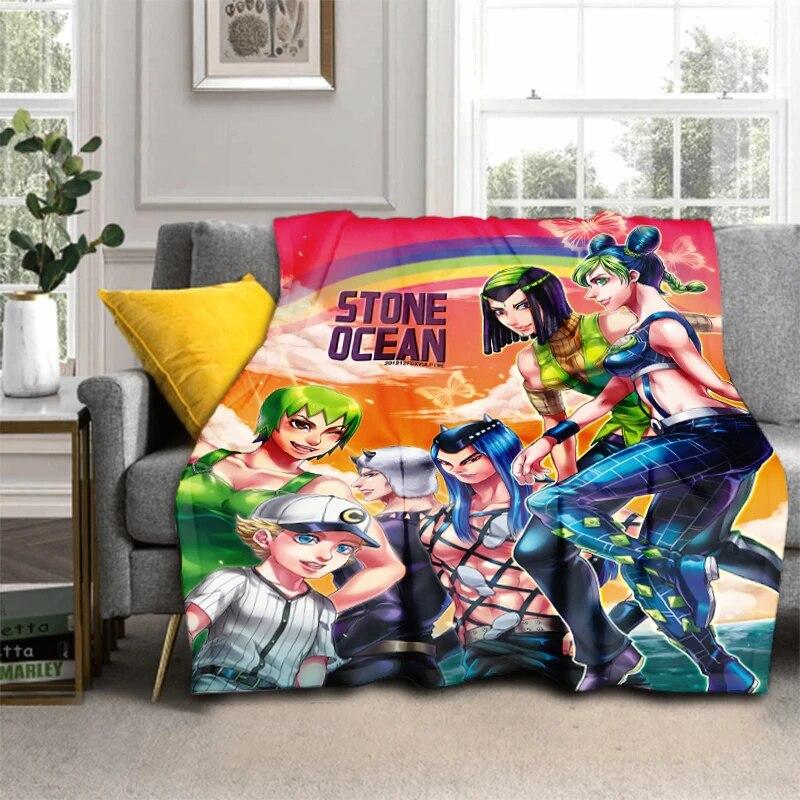 Anime Jojo Bizarre Adventure Cosplay Body 3D Printed Flannel Blanket for Beds Hiking Picnic Fashionable Bedspread Throw Blanket