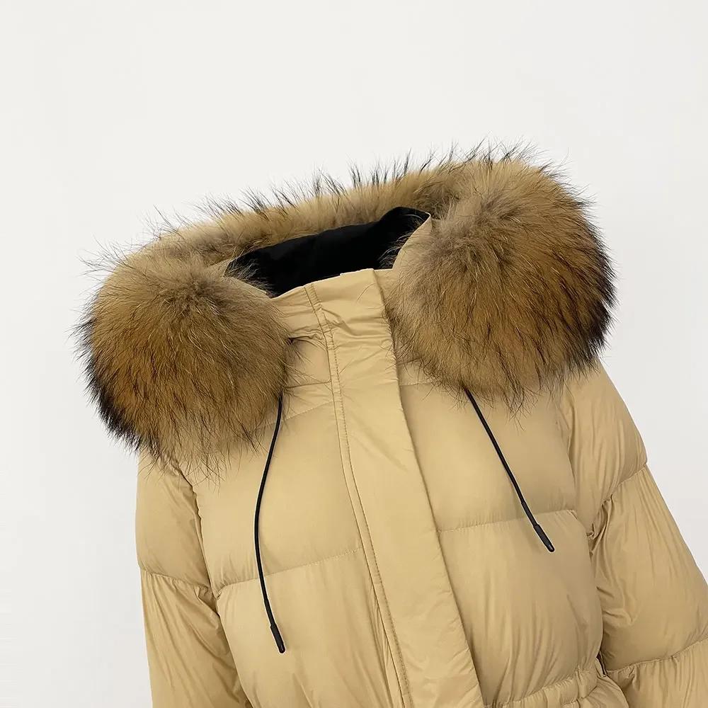OFTBUY 2024 Winter Jacket Women Natural Real Fox Raccoon Fur Collar Hooded White Duck Down Coat Thick Warm Streetwear Casual