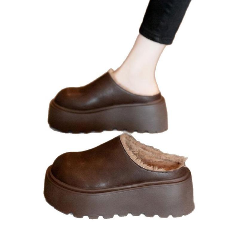 Damen-Stirnband-Plateauslipper im neuen Stil mit hohen Absätzen, Höheneffekt, gepolsterte Baumwollschuhe