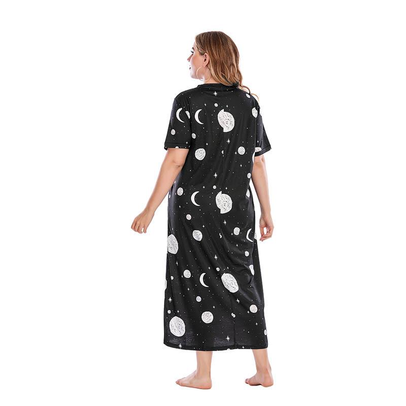 Summer Women's Nightgowns Plus Size T-Shirt Dress Homewear Loose Long Dresses