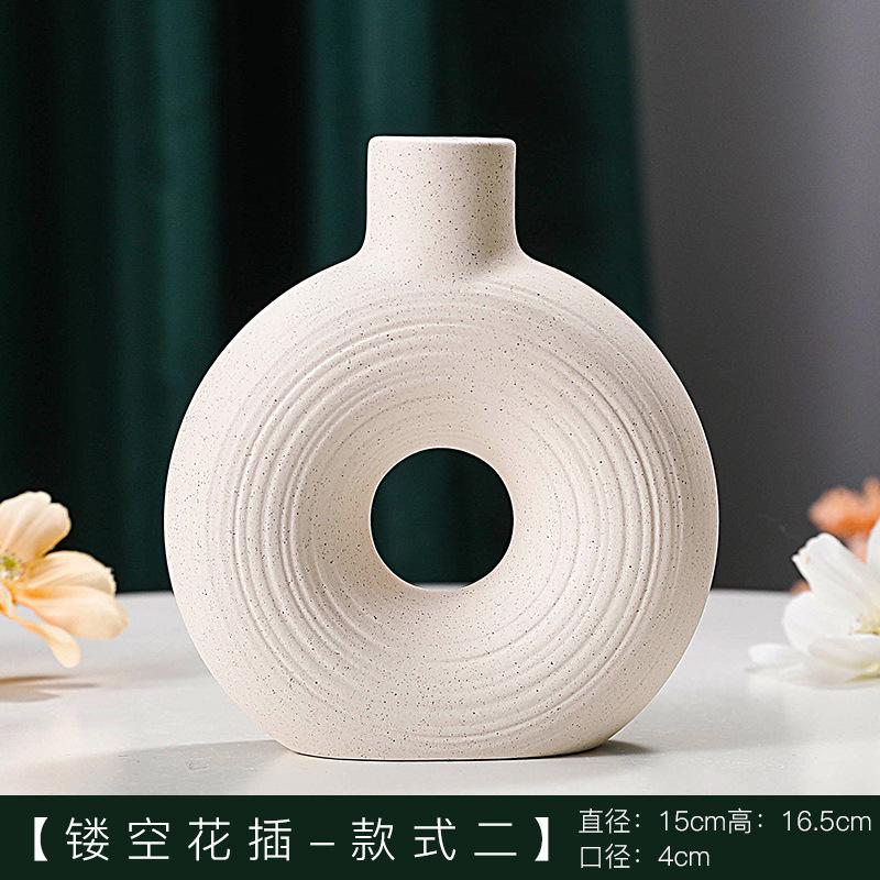 Nordic Art Ceramic Vase Creative Hydroponic Dried Flower Plug Vase Simple White Crafts and Ornaments Desktop Pot Home Decoration