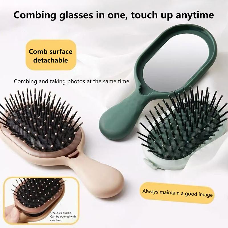 Detachable Air Cushion Comb With Mirror Scalp Hairbrush Detangle Anti Static Salon Hairdressing Styling Tool For Straight Curl