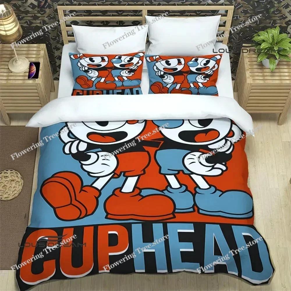 Cuphead Cartoon Printed Bedding Sets Exquisite Bed Supplies Set Duvet Cover Bed Comforter Set Bedding Luxury Birthday Gift