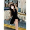 New Thin Fake Two-piece Sexy Lace Dress Elegant Girly Summer Black Neck Skirt