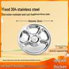 Stainless Steel Round 5-Compartment Meal Plate
