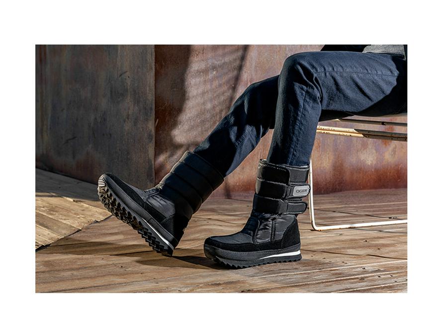 Men's Waterproof Mid-Tube Winter Snow Boots - Plush, Non-Slip, Lightweight, Warm