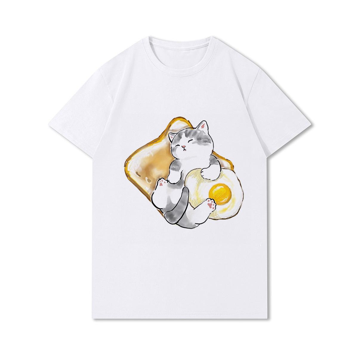 

Женские футболки больших размеров Kawaii Cat Shark с забавным принтом для девочек и животных Y2K, модные топы с принтом 90-х годов, футболка для девочек, белая одежда