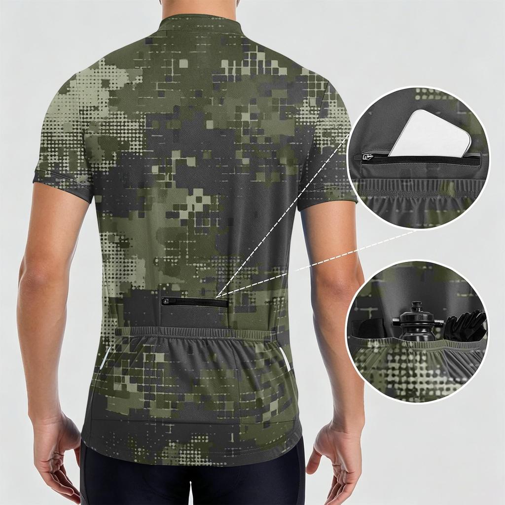 Men's Short Sleeve Cycling Jersey Quick Dry Breathable Fabric Half Zip Neck Lightweight Athletic Top for Outdoor Sports